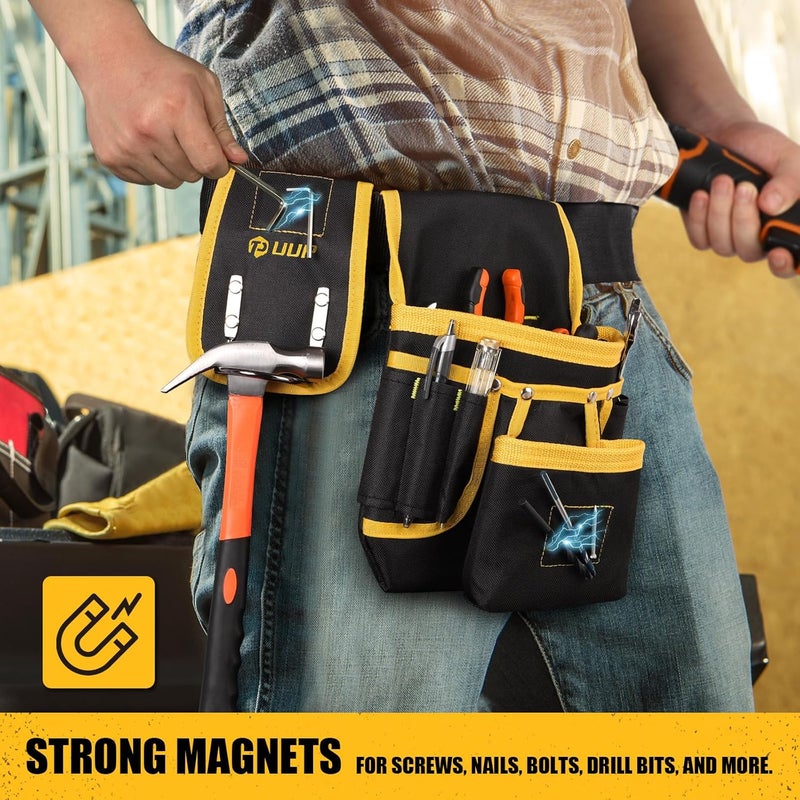 UUP Magnetic Tool Belt for Men, 26 Pockets Heavy Duty Tool Pouch, Valentine's Day Gifts, Magnet Holster Nail Utility Toolbelt Adjustable Waist Holder for Handyman Contractor Mechanic Plumber Carpentry - Image 3